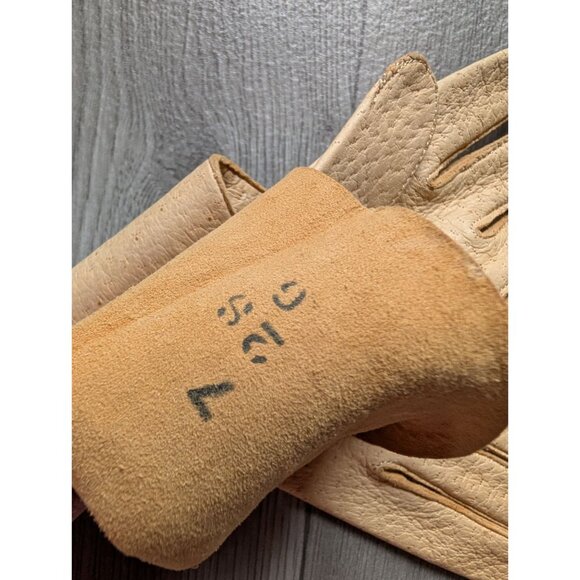 Vintage Genuine Peccary Pigskin Gloves Beige Leather Womens Size 7 Elegant - Picture 6 of 6